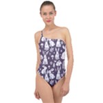 Easter bunny pattern Classic One Shoulder Swimsuit