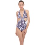 Easter bunny pattern Halter Front Plunge Swimsuit