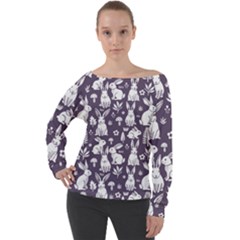 Off Shoulder Long Sleeve Velour Top 