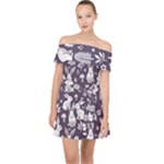 Easter bunny pattern Off Shoulder Chiffon Dress
