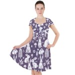 Easter bunny pattern Cap Sleeve Midi Dress With Pockets