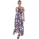 Easter bunny pattern Off Shoulder Open Front Chiffon Dress