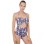 Easter bunny pattern Scallop Top Cut Out Swimsuit