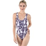 Easter bunny pattern High Leg Strappy Swimsuit