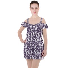 Ruffle Cut Out Chiffon Playsuit 