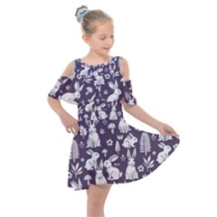 Kids  Shoulder Cutout Chiffon Dress 