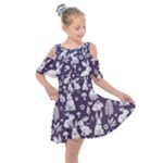 Easter bunny pattern Kids  Shoulder Cutout Chiffon Dress