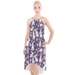 Easter bunny pattern High-Low Halter Chiffon Dress 