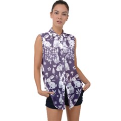 Sleeveless Chiffon Button Shirt 
