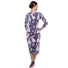 Quarter Sleeve Midi Velour Bodycon Dress 