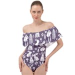 Easter bunny pattern Off Shoulder Velour Bodysuit 