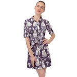 Easter bunny pattern Belted Shirt Dress