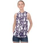 Easter bunny pattern High Neck Satin Top