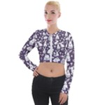 Easter bunny pattern Long Sleeve Cropped Velvet Jacket