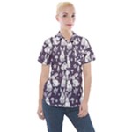 Easter bunny pattern Women s Short Sleeve Pocket Shirt