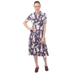 Keyhole Neckline Chiffon Dress 