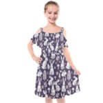 Easter bunny pattern Kids  Cut Out Shoulders Chiffon Dress