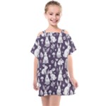 Easter bunny pattern Kids  One Piece Chiffon Dress
