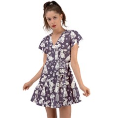 Flutter Sleeve Wrap Dress 