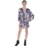 Easter bunny pattern V-Neck Flare Sleeve Mini Dress