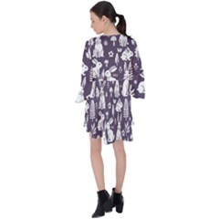 V-Neck Flare Sleeve Mini Dress 