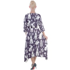 Quarter Sleeve Wrap Front Maxi Dress 
