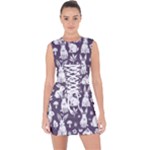 Easter bunny pattern Lace Up Front Bodycon Dress