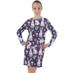 Easter bunny pattern Long Sleeve Hoodie Dress