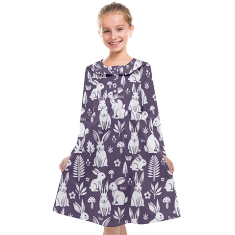 Easter bunny pattern Kids  Midi Sailor Dress from ArtsNow.com