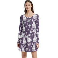 Long Sleeve Velour Skater Dress 
