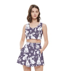 Easter bunny pattern Women s Crop Top Pleated Skater Rave Skirt from ArtsNow.com