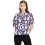 Easter bunny pattern One Shoulder Cut Out T-Shirt