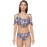 Easter bunny pattern Ruffle Edge Tie Up Bikini Set	