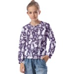 Easter bunny pattern Kids  Long Sleeve T-Shirt with Frill 