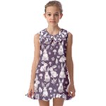 Easter bunny pattern Kids  Pilgrim Collar Ruffle Hem Dress