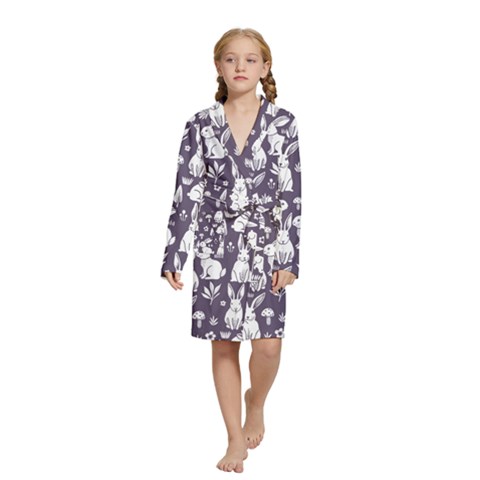 Easter bunny pattern Kids  Long Sleeve Velvet Lounge Robe from ArtsNow.com