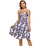 Easter bunny pattern Sleeveless Tie Front Chiffon Dress