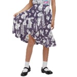 Easter bunny pattern Kids  Ruffle Flared Wrap Midi Skirt