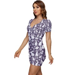 Low Cut Cap Sleeve Mini Dress 