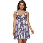 Easter bunny pattern Ruffle Strap Babydoll Chiffon Dress