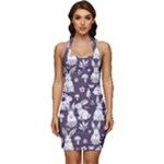 Easter bunny pattern Sleeveless Wide Square Neckline Ruched Bodycon Dress