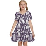 Easter bunny pattern Kids  Short Sleeve Tiered Mini Dress