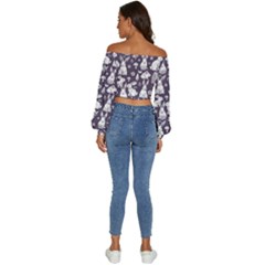 Long Sleeve Crinkled Weave Crop Top 