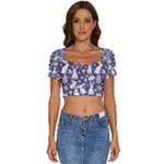 Easter bunny pattern Short Sleeve Square Neckline Crop Top 