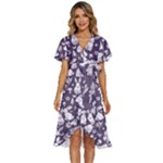 Easter bunny pattern Women s Kimono Wrap Satin Dress