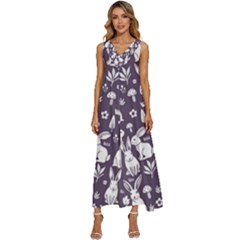 V-Neck Sleeveless Wide Leg Pants Overalls 