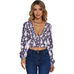 Easter bunny pattern Long Sleeve Deep-V Velour Top