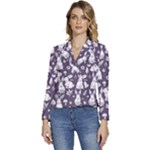 Easter bunny pattern Women s Long Sleeve Revers Collar Cropped Jacket