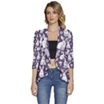 Easter bunny pattern Women s 3/4 Sleeve Ruffle Edge Open Front Jacket
