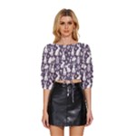 Easter bunny pattern Mid Sleeve Drawstring Hem Top
